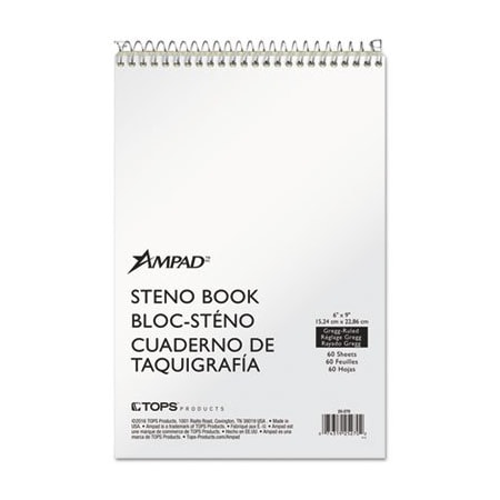 Ampad/ Of Amercn Pd&Ppr Ampad, STENO BOOKS, GREGG RULE, TAN COVER, 6 X 9, 60 GREEN TINT SHEETS 25270